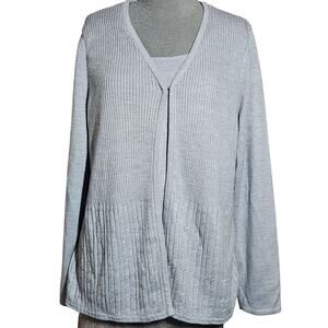 Silver Metallic Long Sleeve Sweater Size 1X